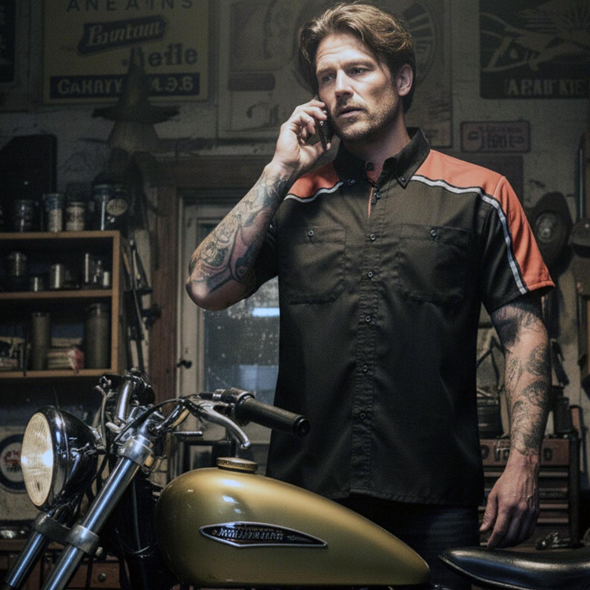 Milwaukee Motorcycle Clothing Co. Men's Mechanic Shop Shirt MDM11603