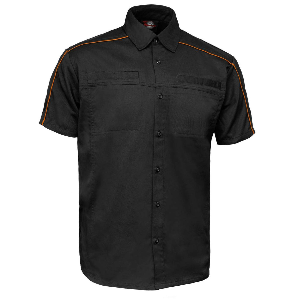 MMCC Men's Slipstream Black/Orange Mechanic Work Shirt - 100% Cotton w/ Microfiber Panel - MDM11693