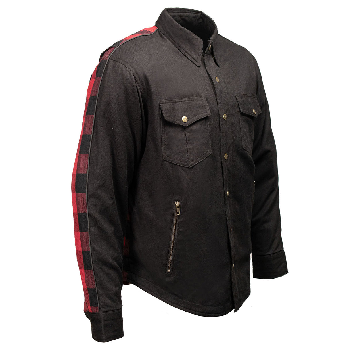 Men's "Splitline - Havoc" Black/Red Armored Flannel Shirt - MPM1671