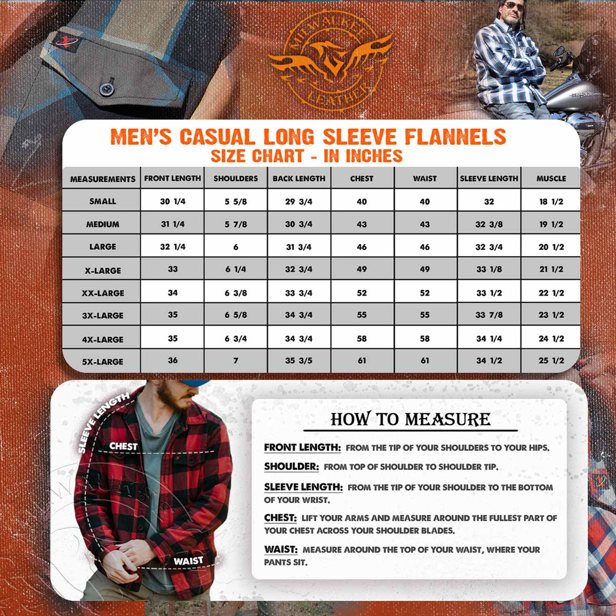 Milwaukee Leather Men’s Plaid Flannel Long Sleeve Shirt MNG11645
