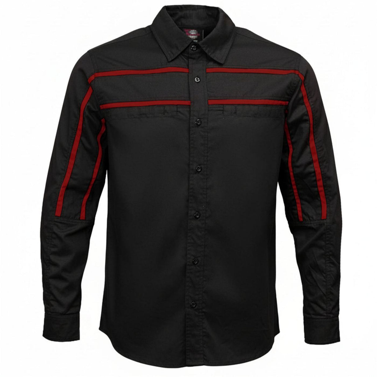 Men's Octane Long Sleeve Mechanic Shirt - Black with Red Stripe - 50-50 Cotton Poly - MMCC16002