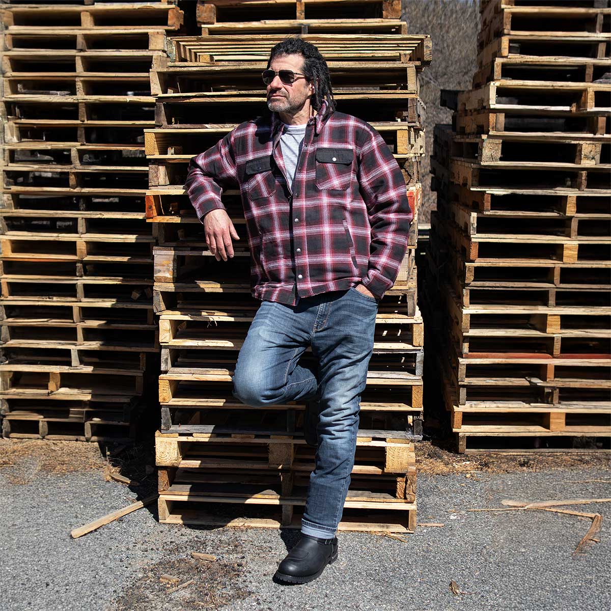 Milwaukee Leather Men's Heavy-Duty Checkered Flannel Riding Shirt - Warm Lined - Zippered Hand Pockets - MPM1637