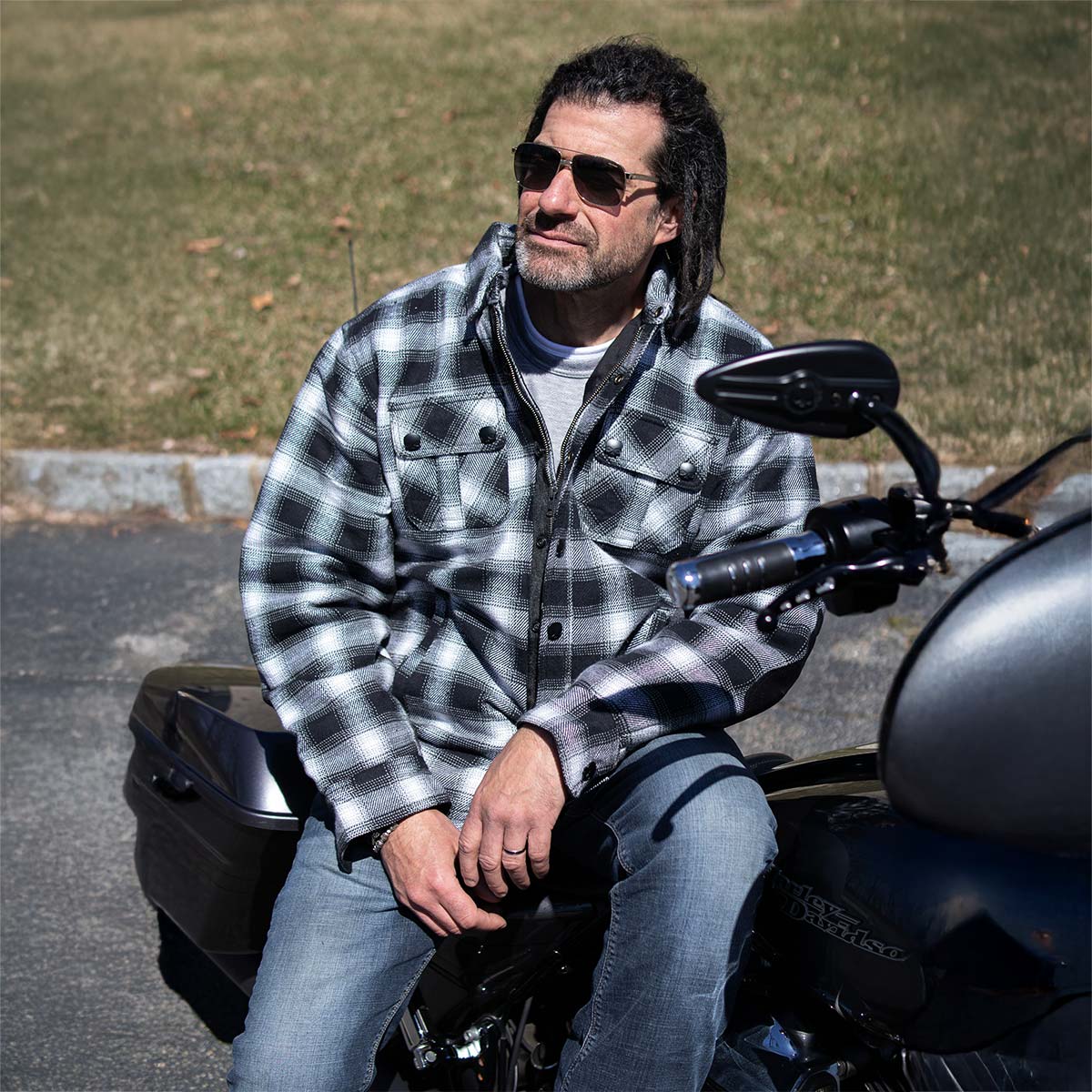 Milwaukee Leather Men's Heavy-Duty Checkered Flannel Riding Shirt - Warm Lined - Zippered Hand Pockets - MPM1638