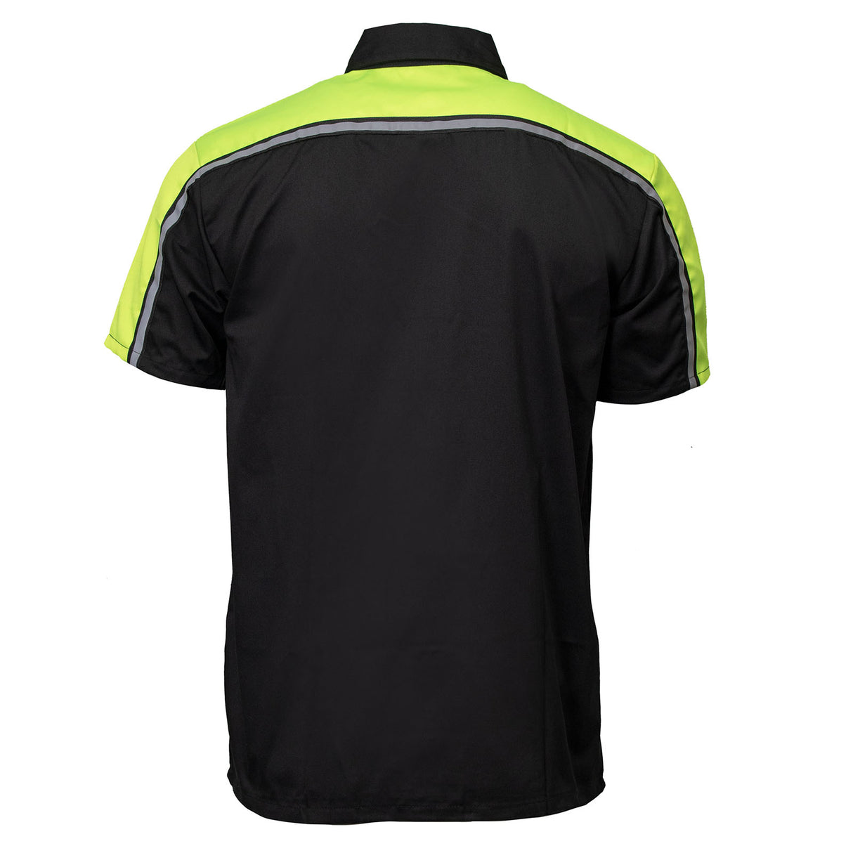 Men's "Delco" Black/Neon Green Mechanic Work Shirt - Cotton Button Up Shop Shirt - MDM11604