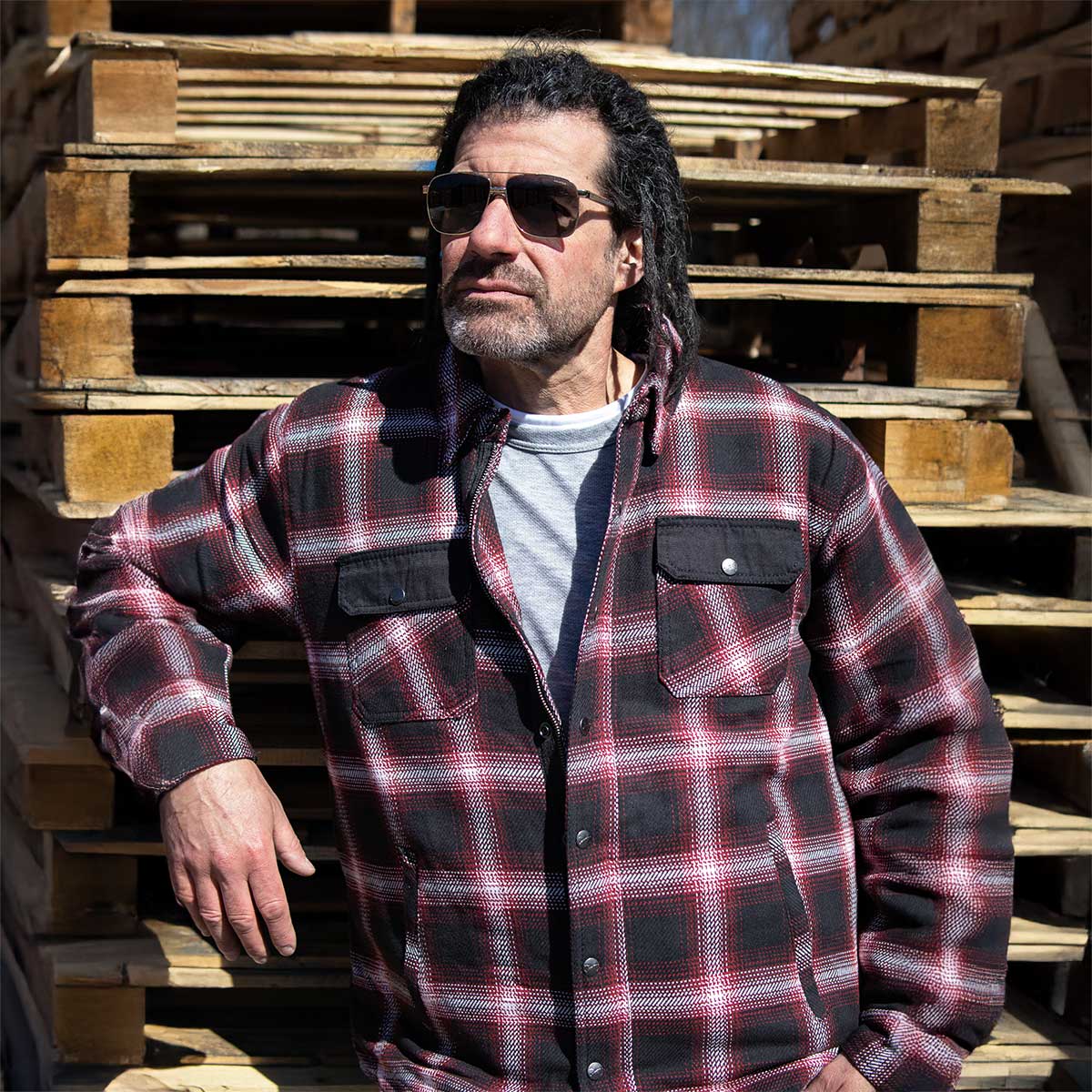 Milwaukee Leather Men's Heavy-Duty Checkered Flannel Riding Shirt - Warm Lined - Zippered Hand Pockets - MPM1637