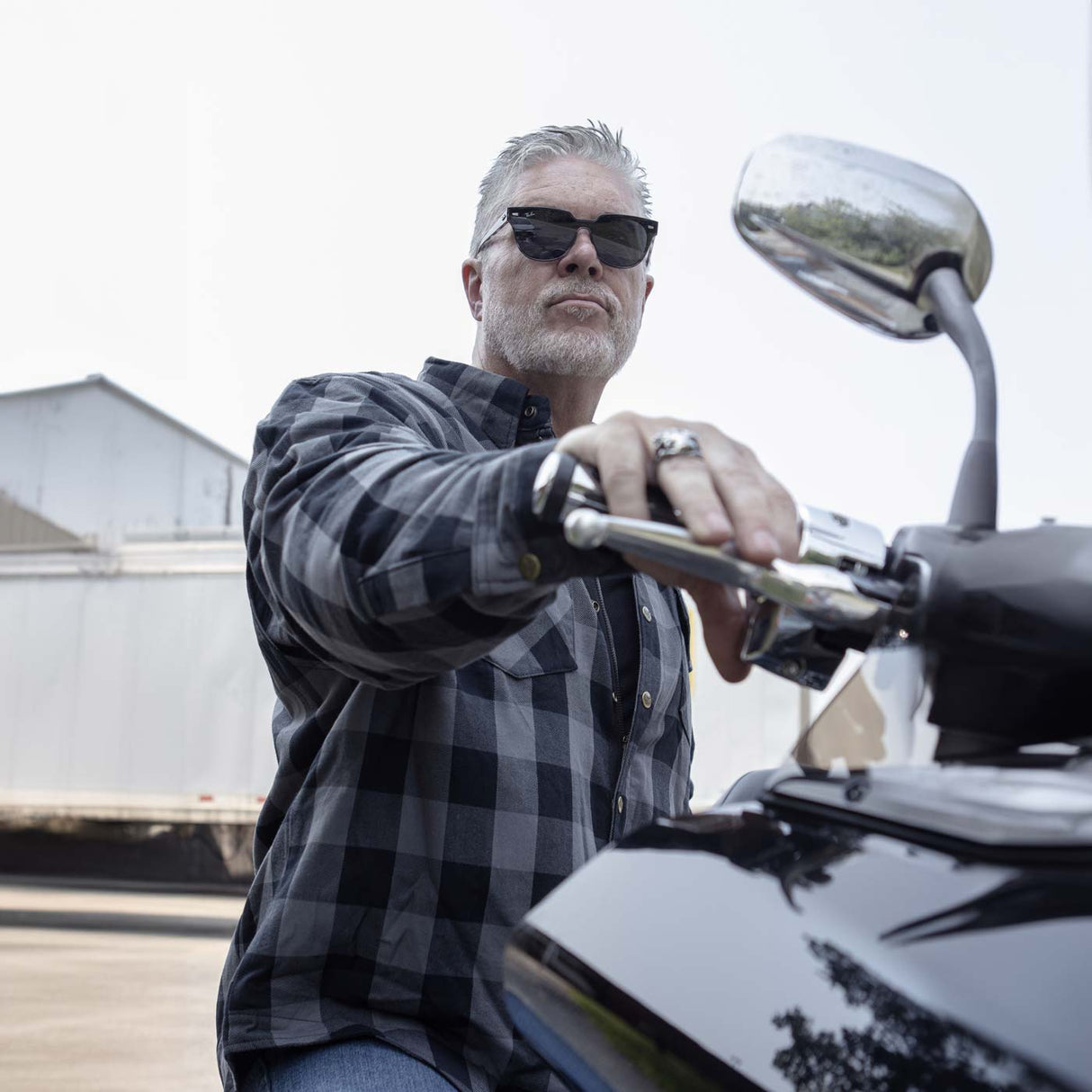Men's "Asphalt Shield - Hoya" Black/Gray Armored Flannel Shirt - MPM1630