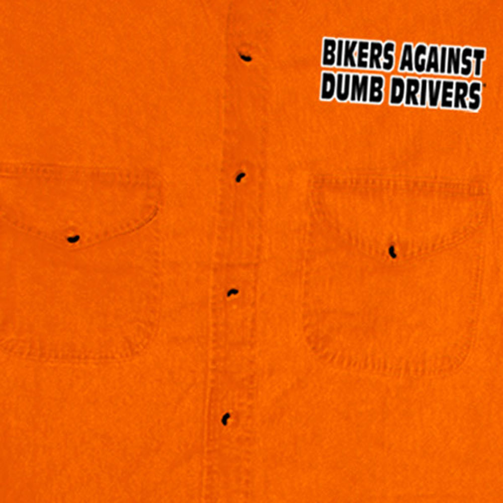 Hot Leathers GMD5090 Mens 'Can You See Me Now A****** Sleeveless Safety Orange Denim Shirt