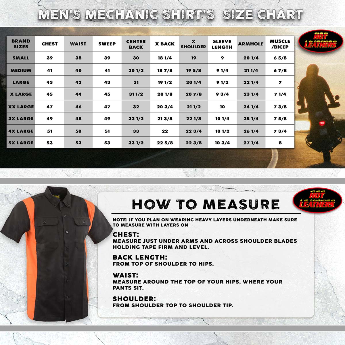 Hot Leathers GMM1002 Men's Mechanics 2-Tone Button Up Heavy-Duty Mechanic Work Shirt