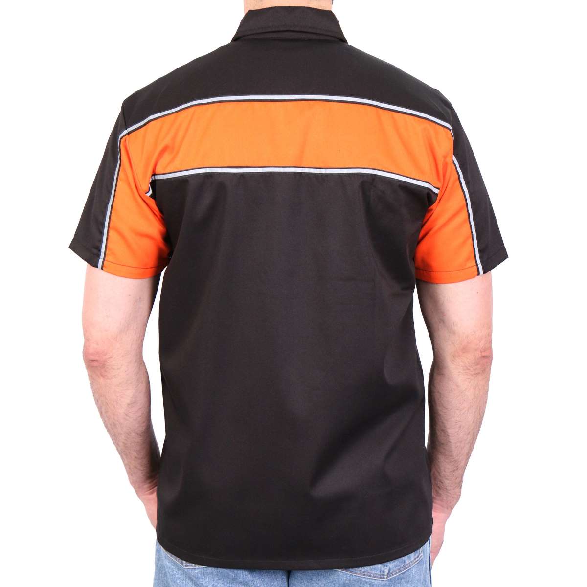 Hot Leathers GMM1004 Men's Classic Mechanic 2-Tone Button Up Work Shirt w/ Reflective Material