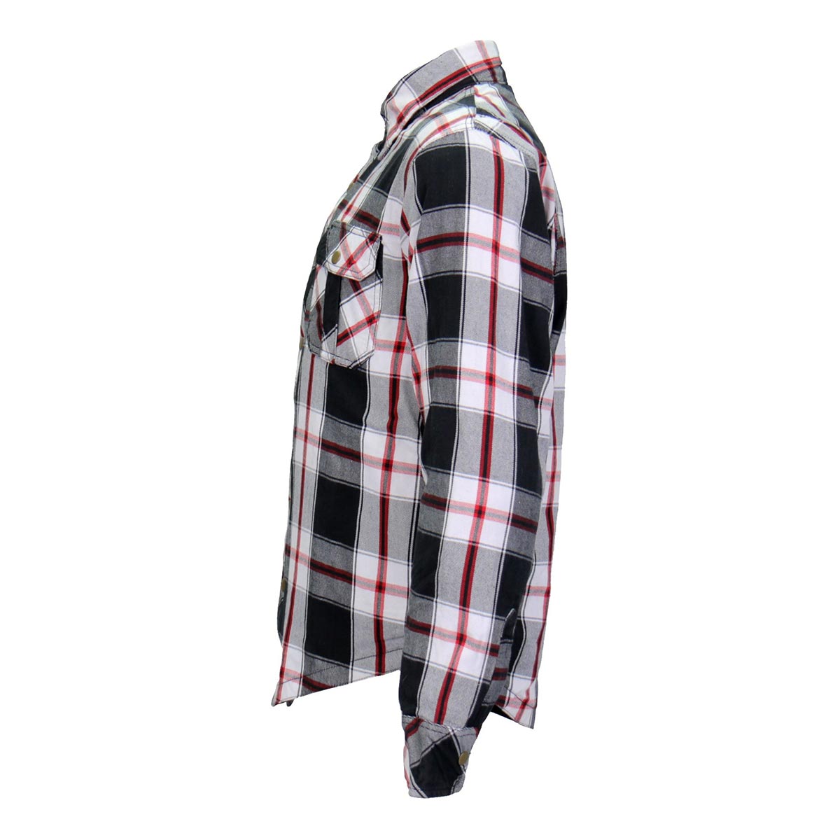 Men's "Sinfire" White/Black Armored Motorcycle Flannel Shirt - CE Protection Riding Shirt - JKM3001