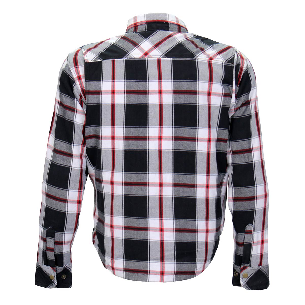 Hot Leathers JKM3001 Men's Red/White CE Armored Flannel Motorcycle Shirt Jacket - Aramid Fiber Reinforced