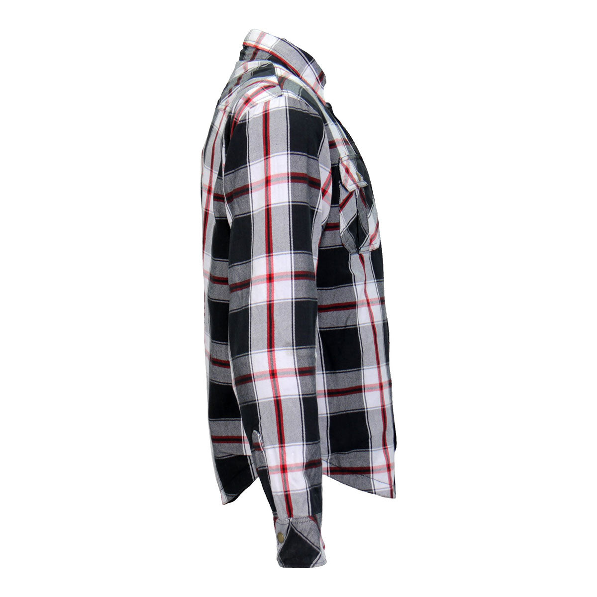 Men's "Sinfire" White/Black Armored Motorcycle Flannel Shirt - CE Protection Riding Shirt - JKM3001