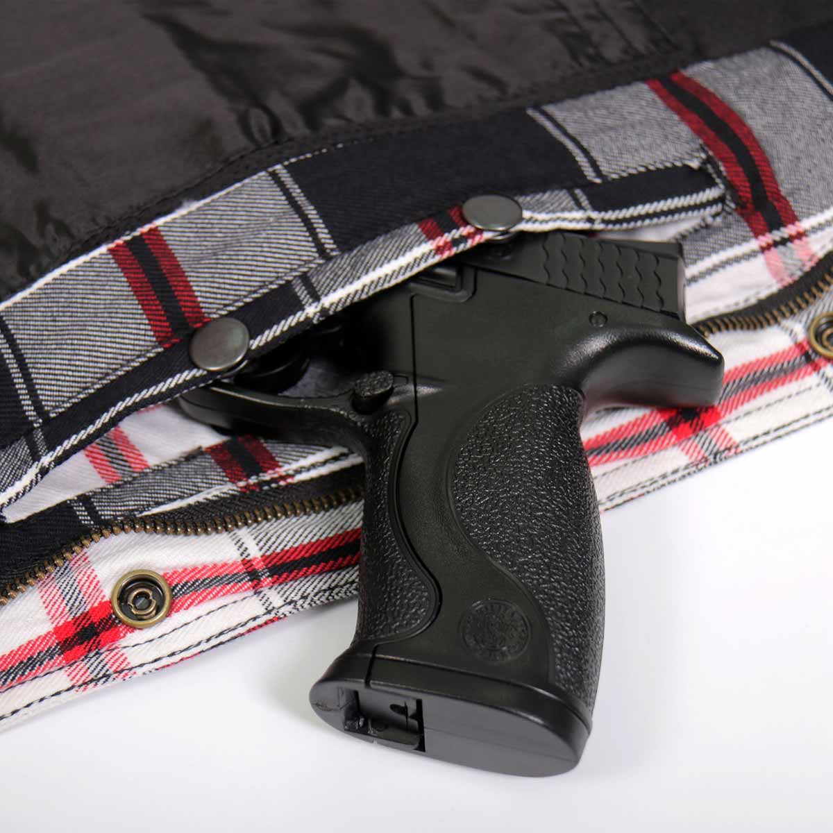 Men's "Sinfire" White/Black Armored Motorcycle Flannel Shirt - CE Protection Riding Shirt - JKM3001