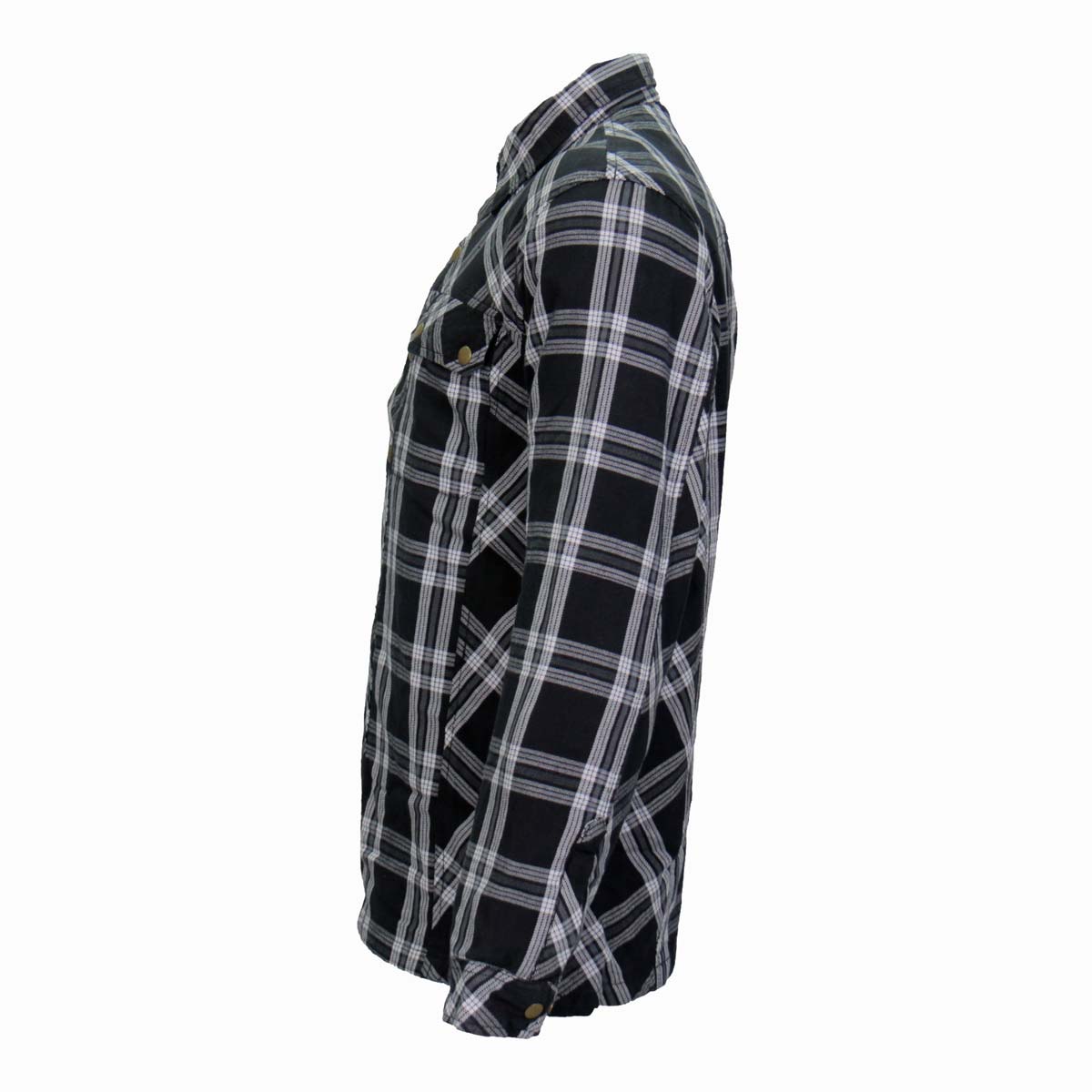Men's "Road Wolf" White/Black Armored Motorcycle Flannel Shirt - CE Protection Riding Shirt - JKM3002