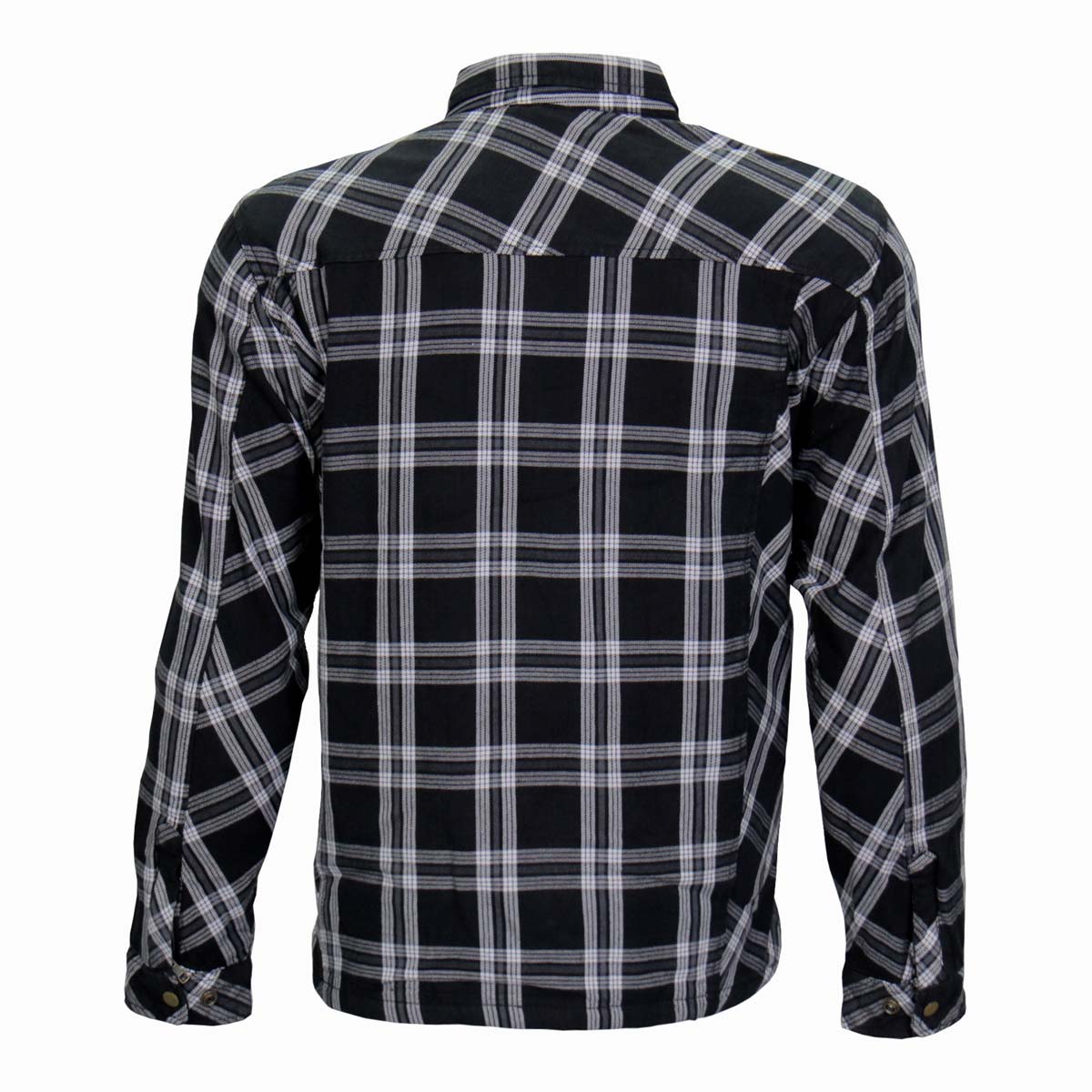 Men's "Road Wolf" White/Black Armored Motorcycle Flannel Shirt - CE Protection Riding Shirt - JKM3002