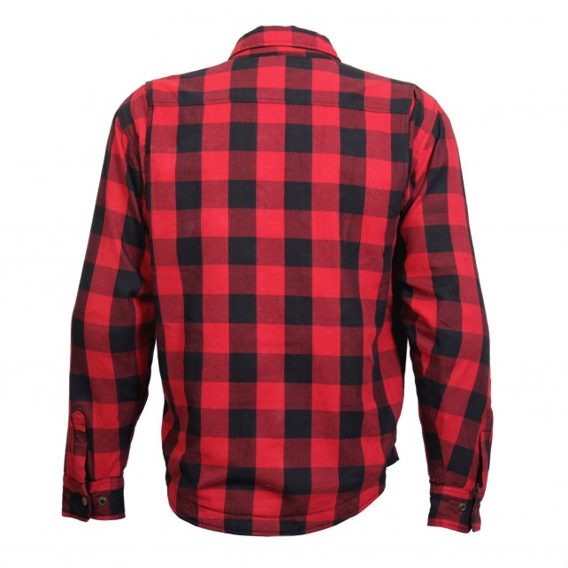 Hot Leathers JKM3003 Men's Red/Black CE Armored Flannel Motorcycle Shirt Jacket - Aramid Fiber Reinforced