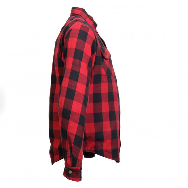 Men's "Black Venom" Red/Black Armored Motorcycle Flannel Shirt - CE Protection Riding Shirt - JKM3003