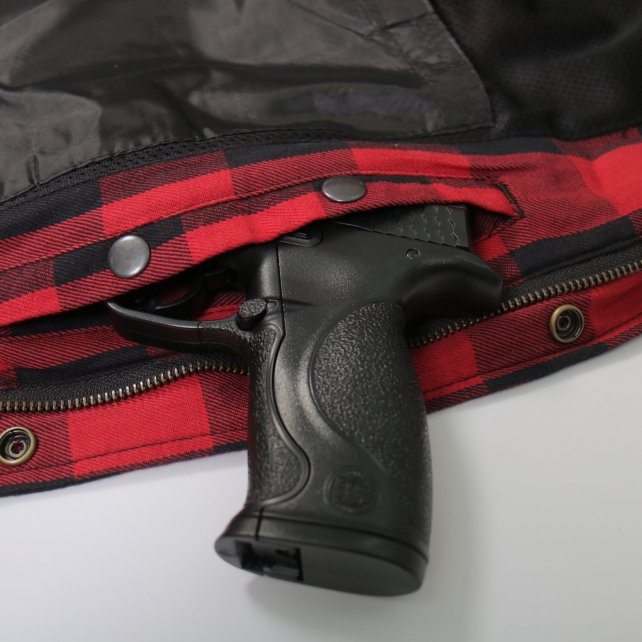 Hot Leathers JKM3003 Men's Red/Black CE Armored Flannel Motorcycle Shirt Jacket - Aramid Fiber Reinforced