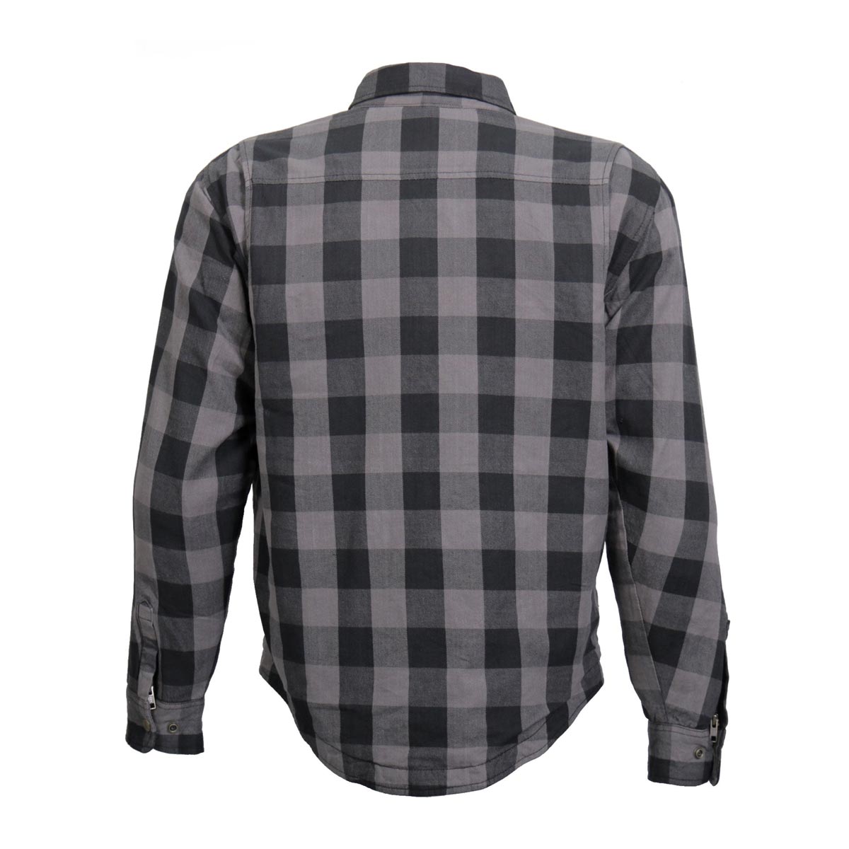 Hot Leathers JKM3004 Men's Grey/Black CE Armored Flannel Motorcycle Shirt Jacket - Aramid Fiber Reinforced