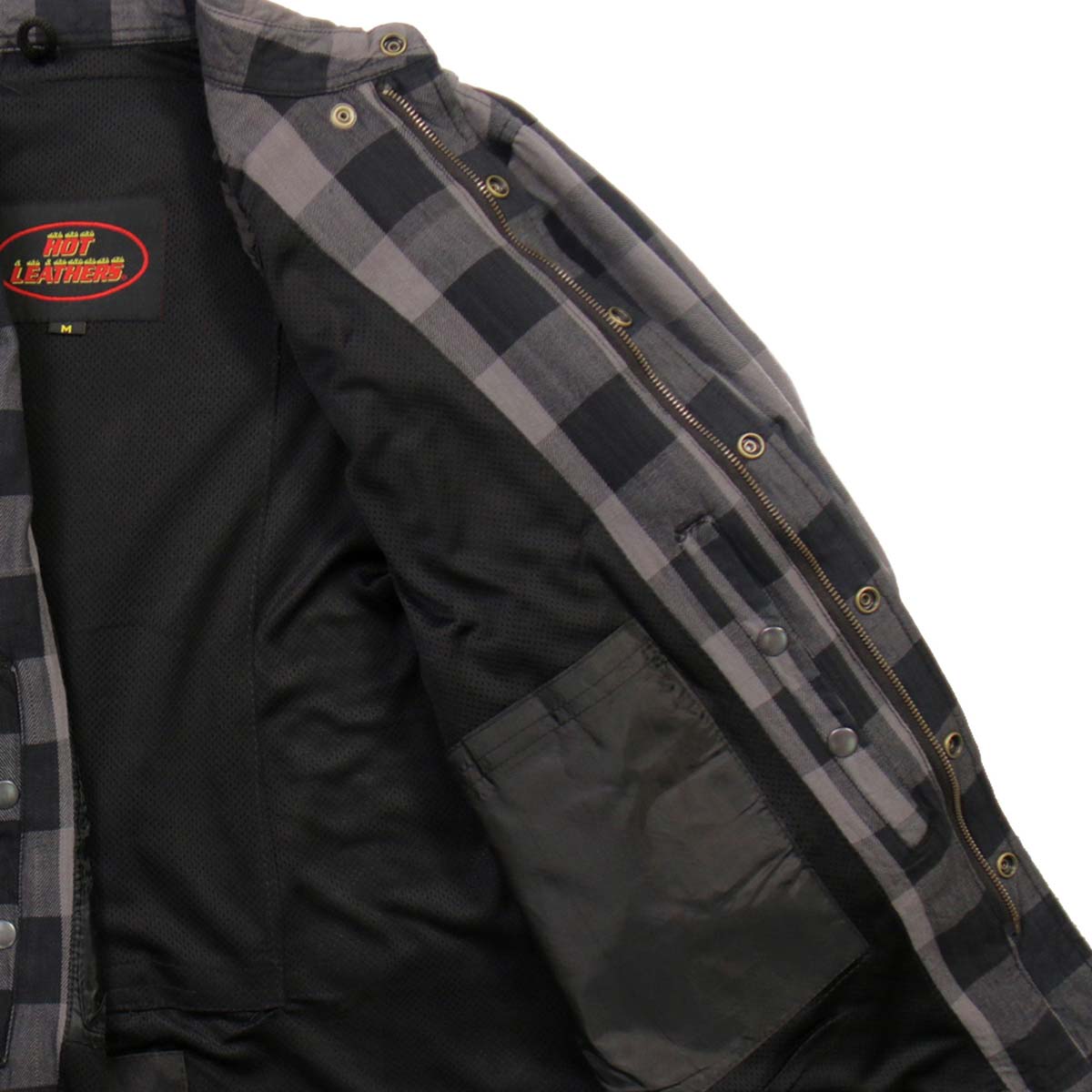 Men's "Last Stand" Grey/Black Armored Motorcycle Flannel Shirt - CE Protection Riding Shirt - JKM3004