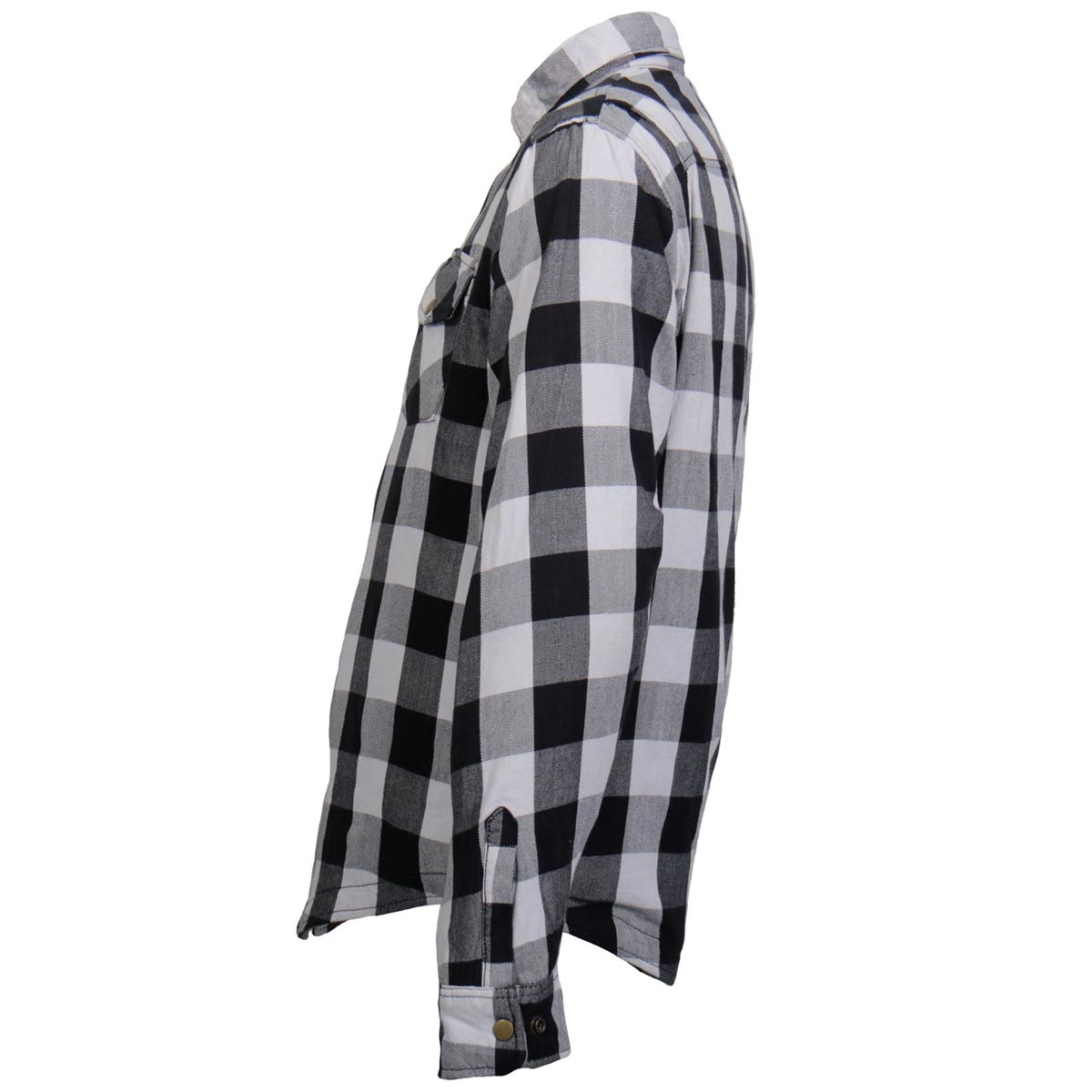Men's "Iron Outlaw" White/Black Armored Motorcycle Flannel Shirt - CE Protection Riding Shirt - JKM3005