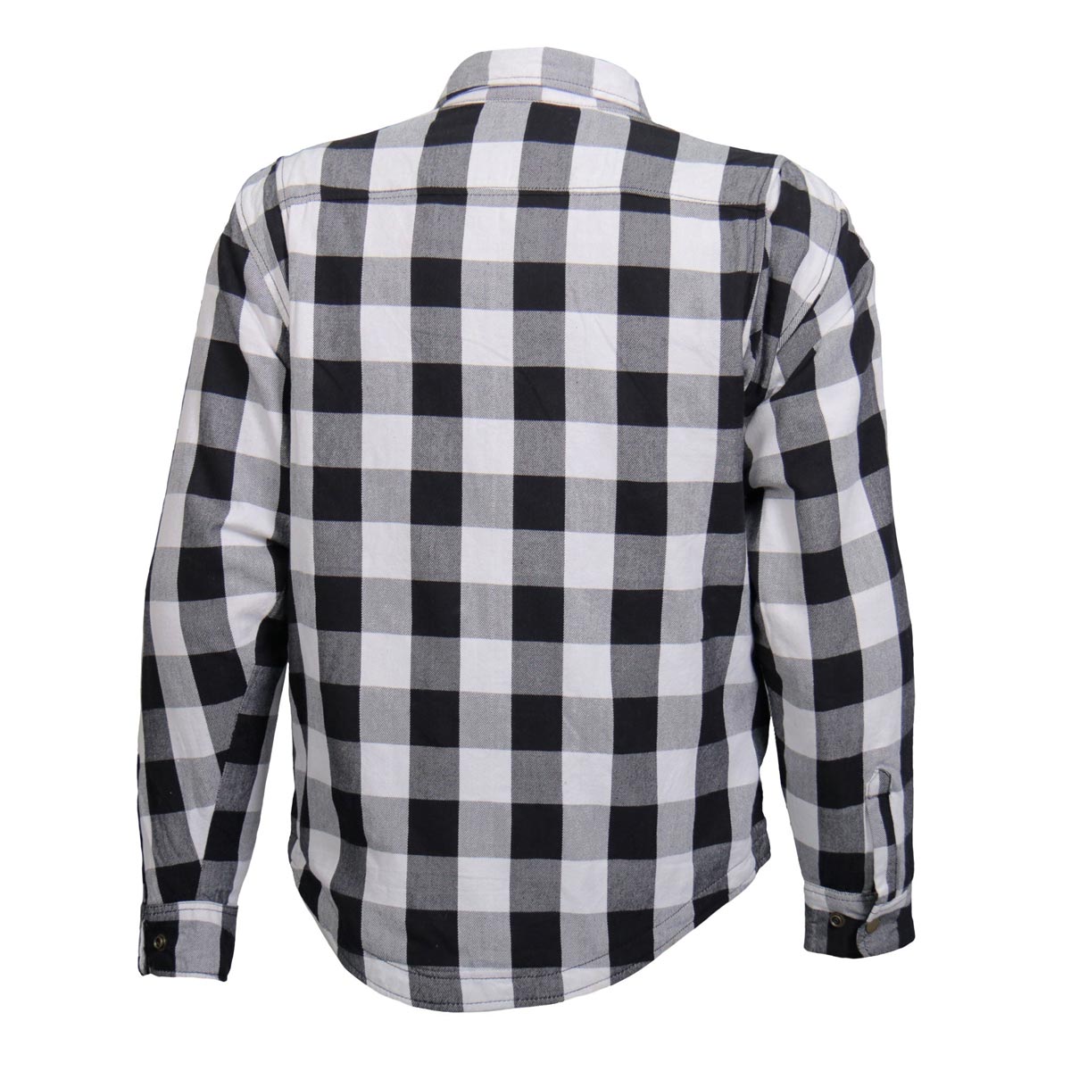 Men's "Iron Outlaw" White/Black Armored Motorcycle Flannel Shirt - CE Protection Riding Shirt - JKM3005
