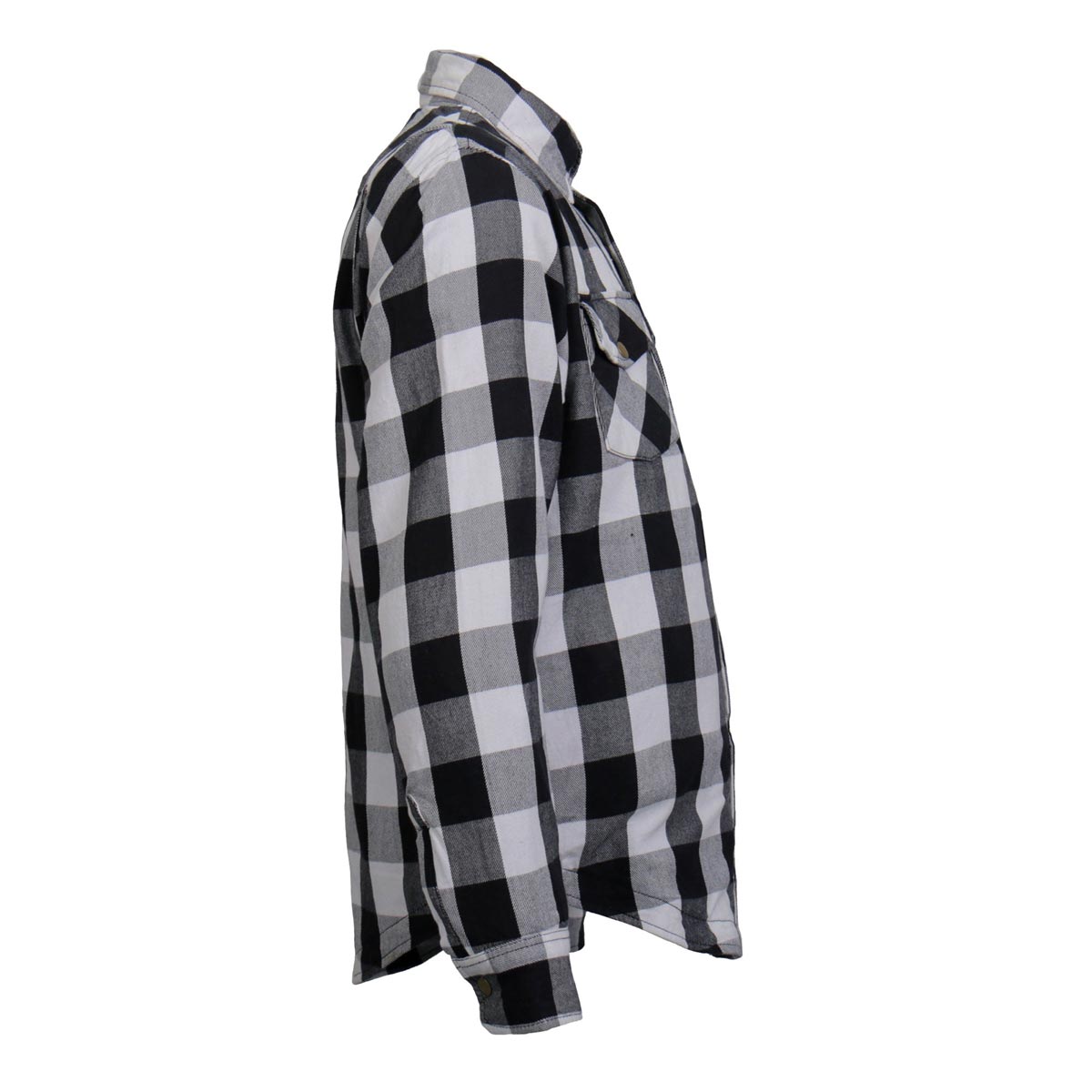 Men's "Iron Outlaw" White/Black Armored Motorcycle Flannel Shirt - CE Protection Riding Shirt - JKM3005