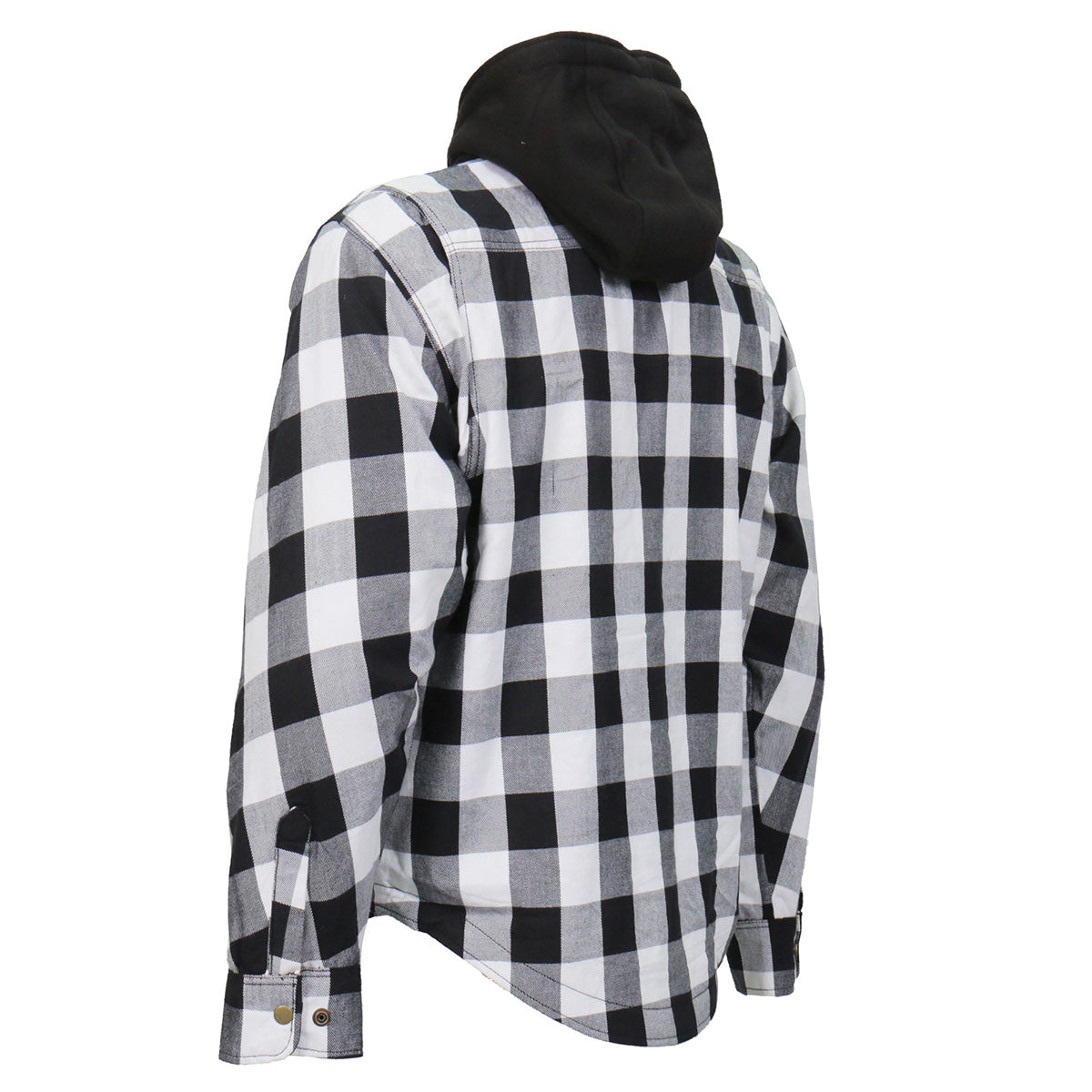 Men's "Death March" White/Black Armored Motorcycle Flannel Shirt - CE Protection Riding Shirt - JKM3006
