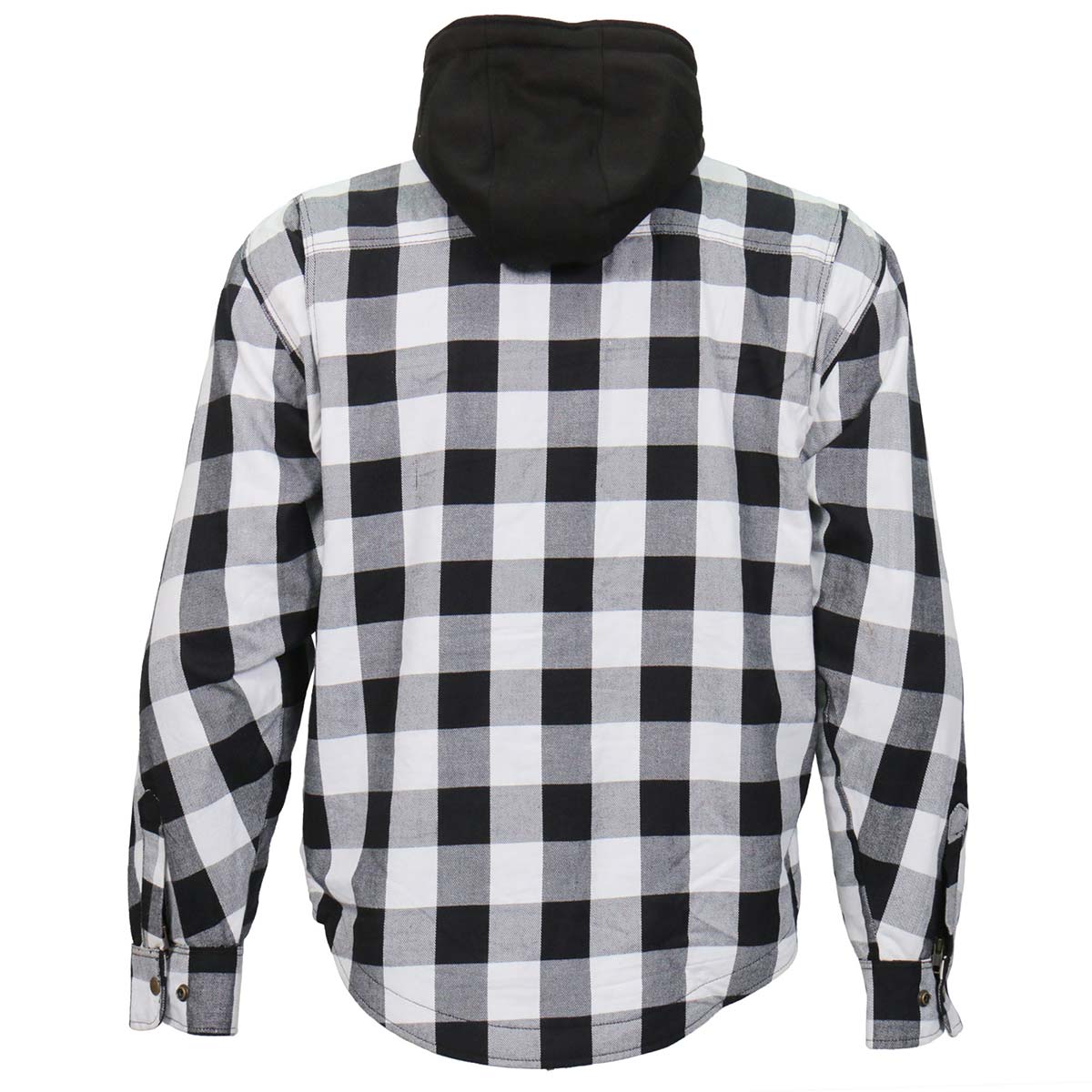 Men's "Death March" White/Black Armored Motorcycle Flannel Shirt - CE Protection Riding Shirt - JKM3006