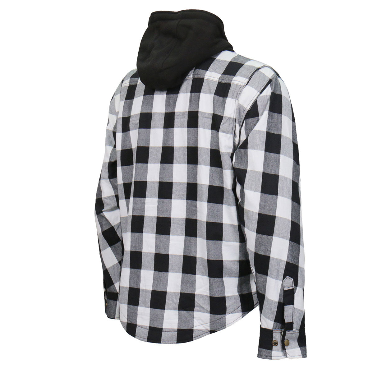 Men's "Death March" White/Black Armored Motorcycle Flannel Shirt - CE Protection Riding Shirt - JKM3006