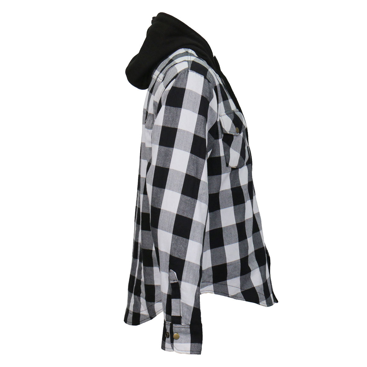 Men's "Death March" White/Black Armored Motorcycle Flannel Shirt - CE Protection Riding Shirt - JKM3006