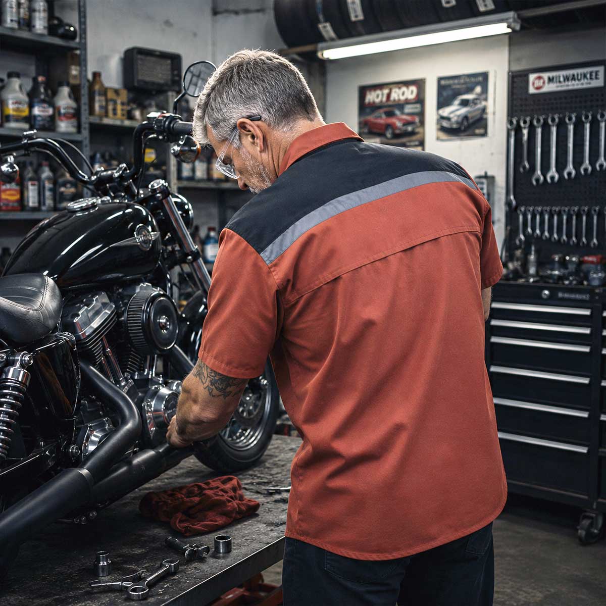 Milwaukee Motorcycle Clothing Co. Men's Mechanic Work Shirt, MDM11621