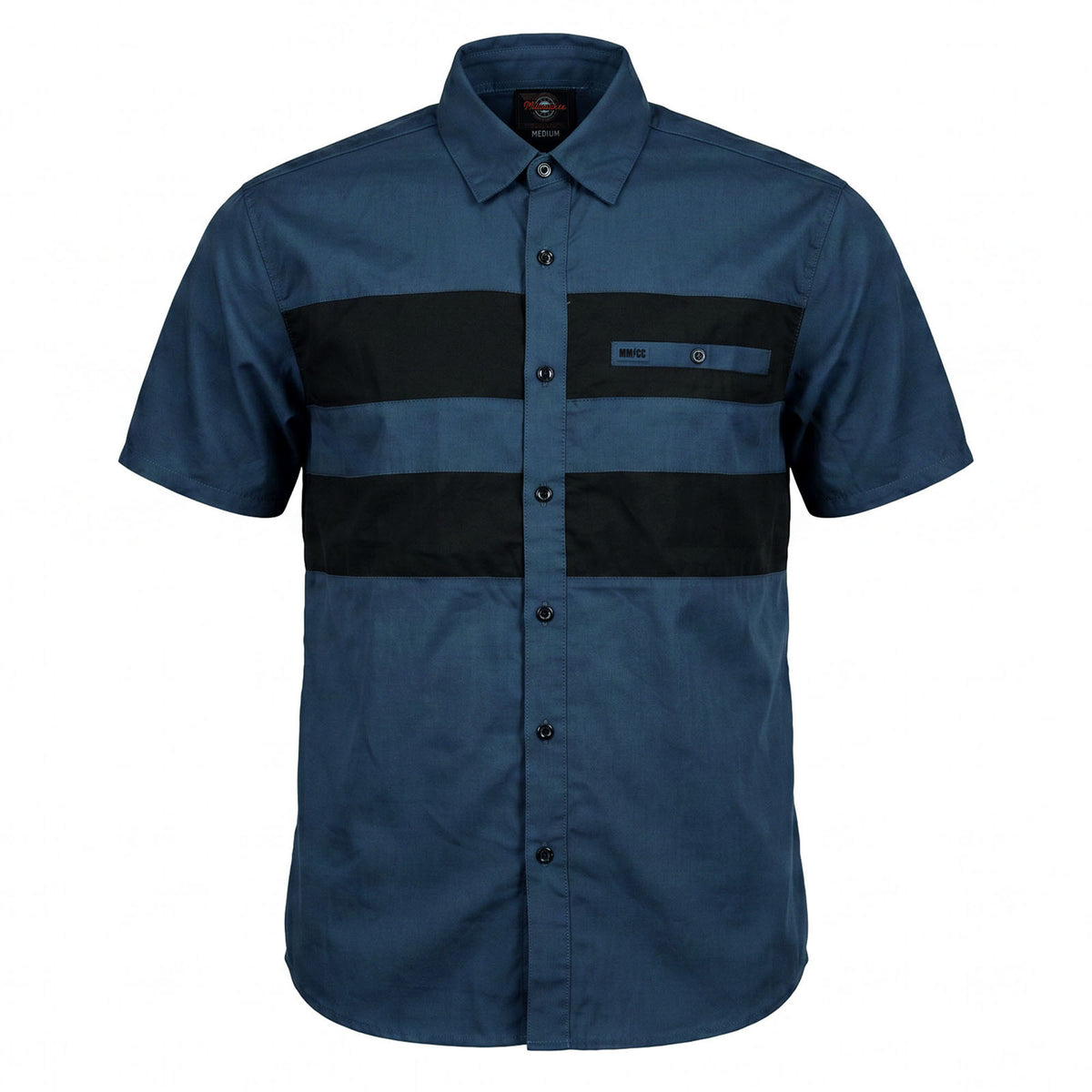 Men’s 'Double Down' Blue and Black Short Sleeve Mechanic Work Shirt - MDM11625