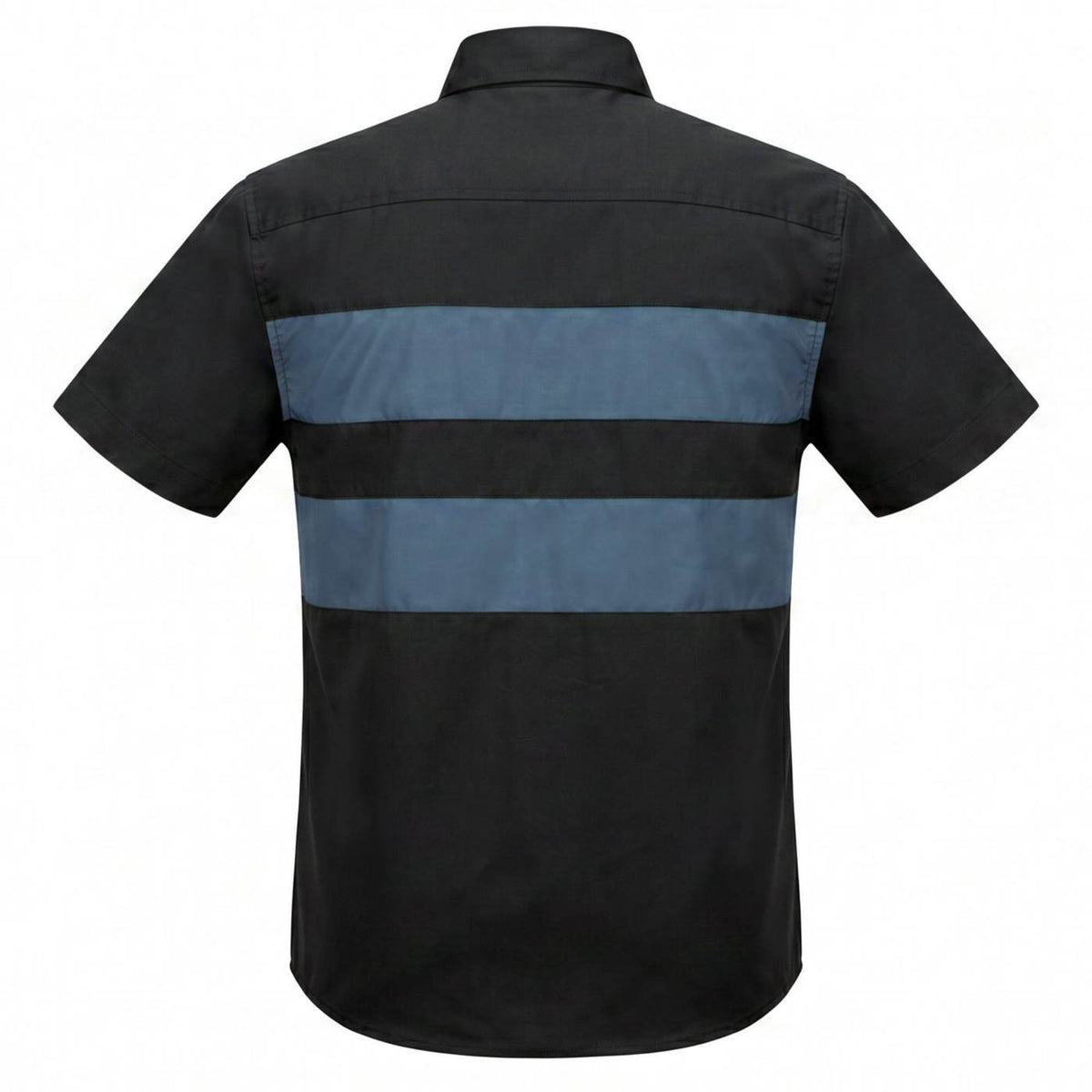 Men’s 'Double Down' Black and Blue Short Sleeve Mechanic Work Shirt - MDM11626