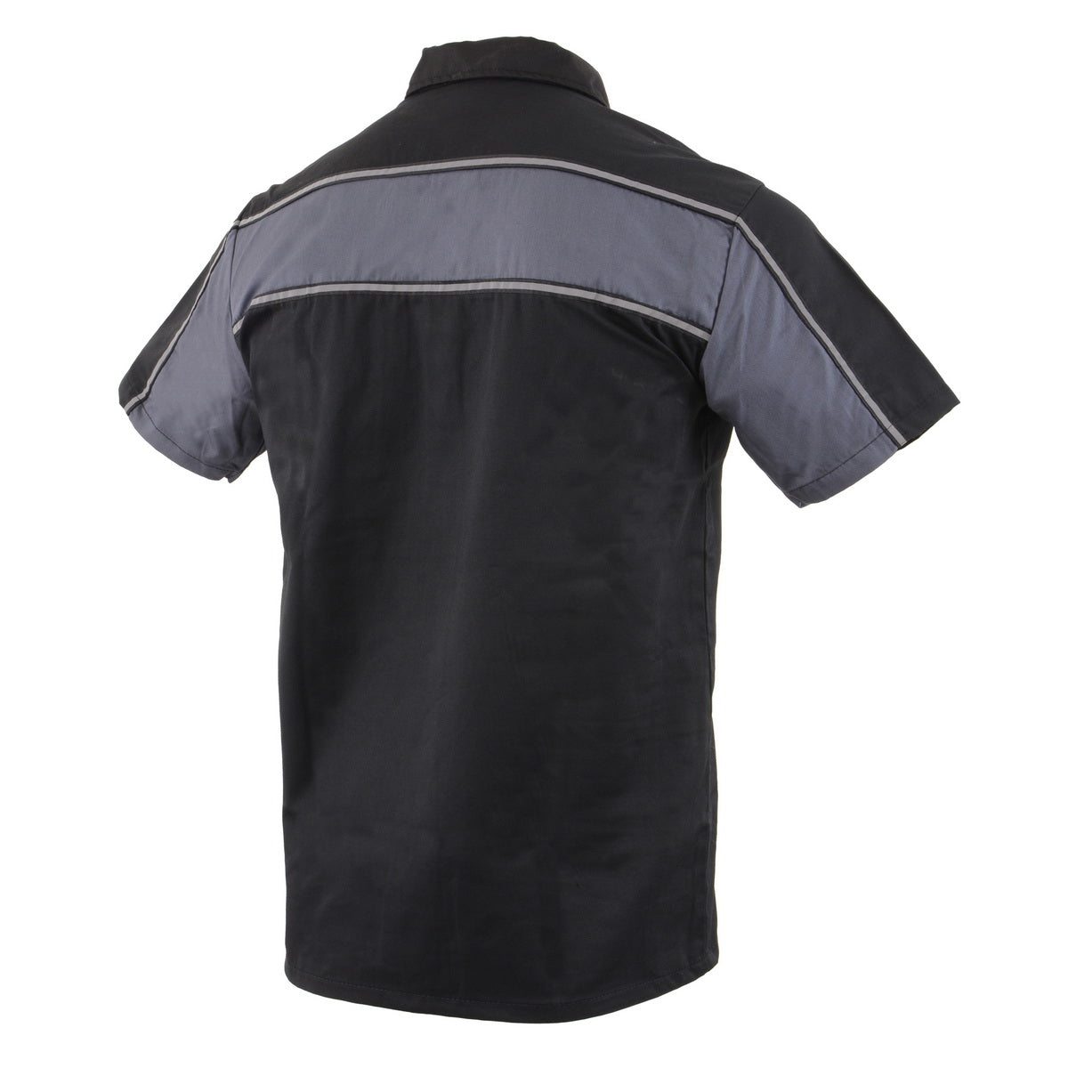 Milwaukee Leather MDM11672 Men’s Grey-Black Mechanic Work Shirt w/ Reflective Strip - Heavy-Duty Button-Up