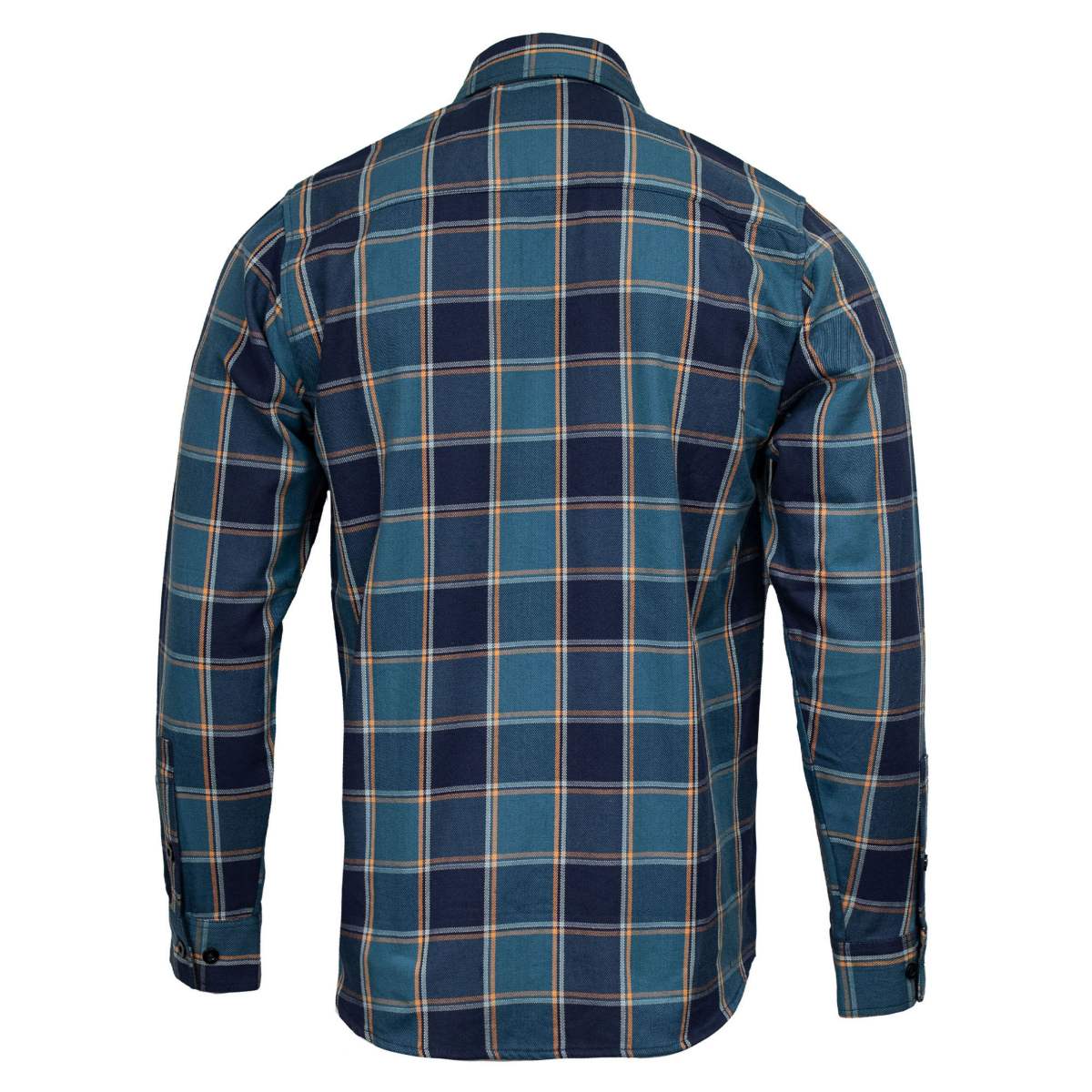 The Kraken Men's Blue Teal Orange Plaid Flannel Shirt - Long Sleeve - MMC11600