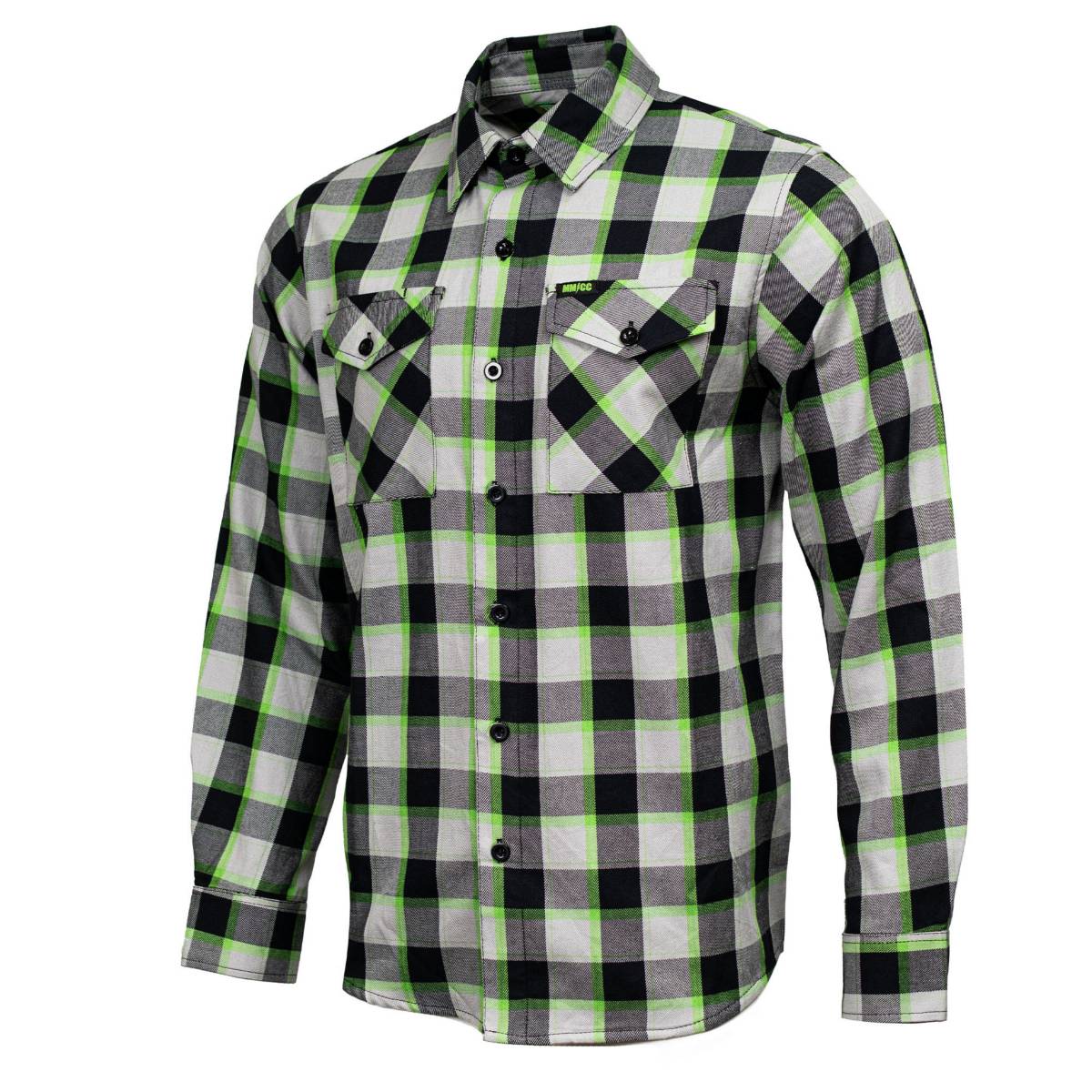 Radioactive Men's Black Gray Green Plaid Flannel Shirt - Long Sleeve - MMC11602