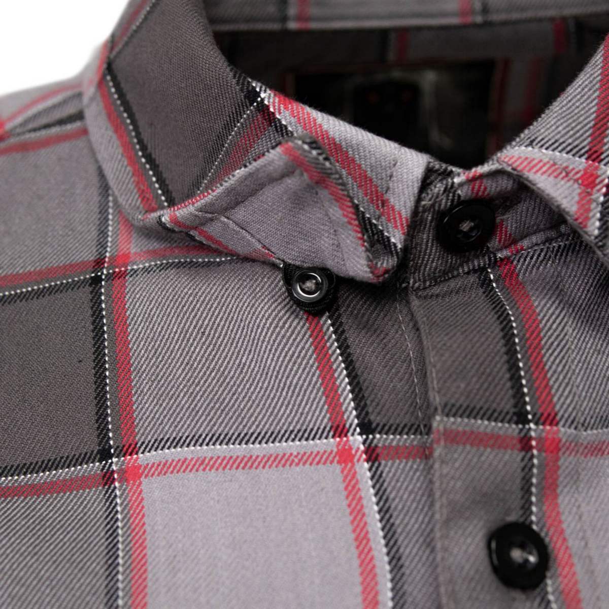 Men's The Shadow Grey/Red Plaid Flannel Shirt - MMC11603