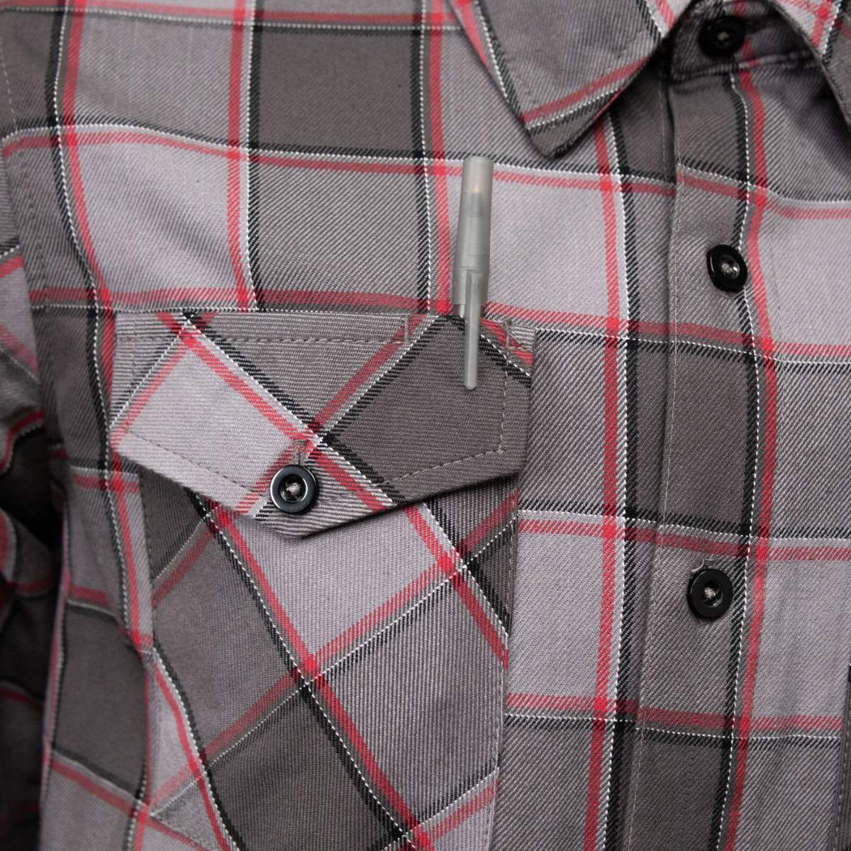 Men's The Shadow Grey/Red Plaid Flannel Shirt - MMC11603