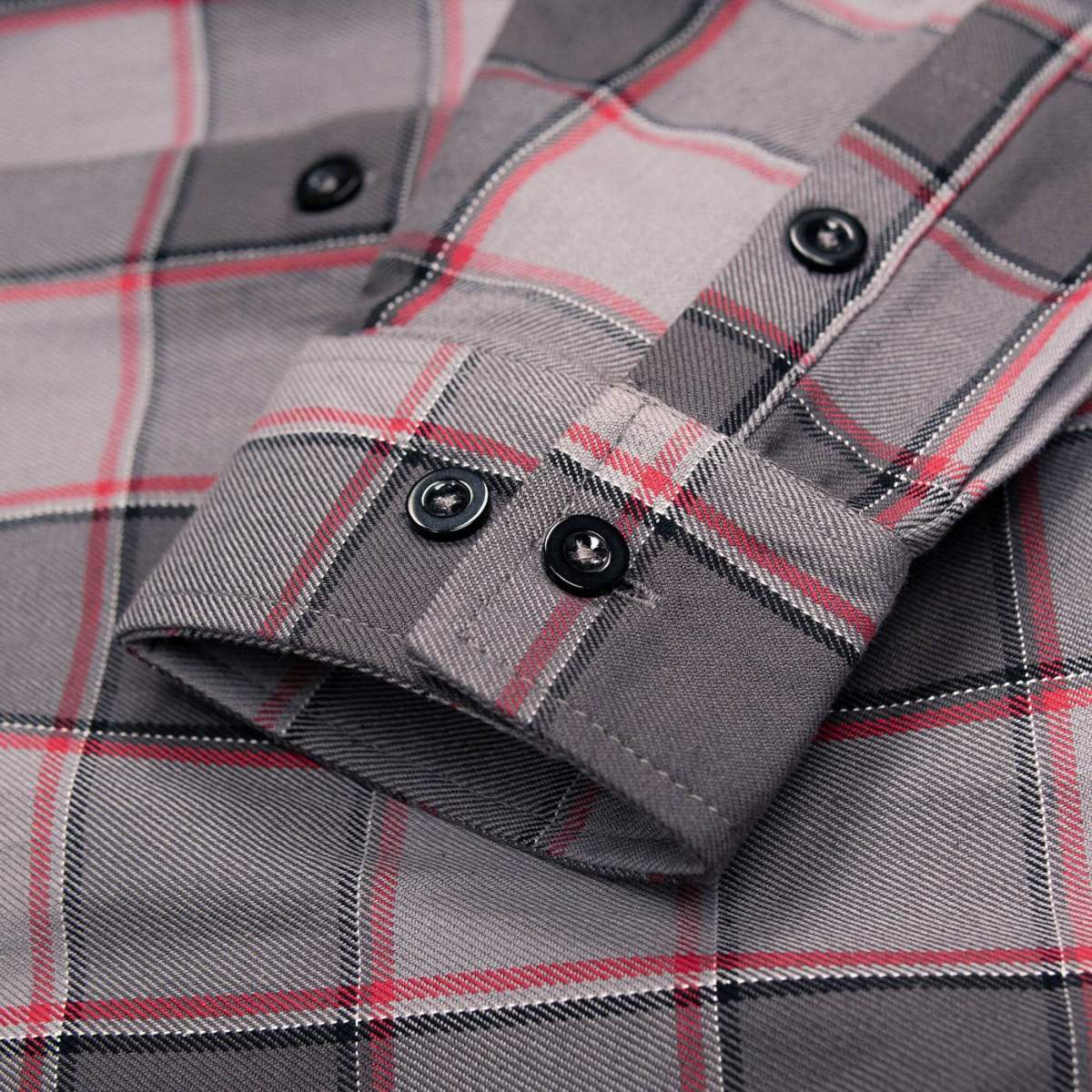 Men's The Shadow Grey/Red Plaid Flannel Shirt - MMC11603