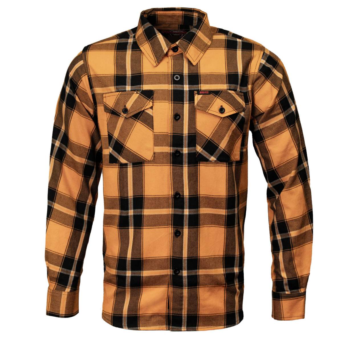 Deadbolt Men's Mustard Black White Plaid Flannel Shirt - MMC11620