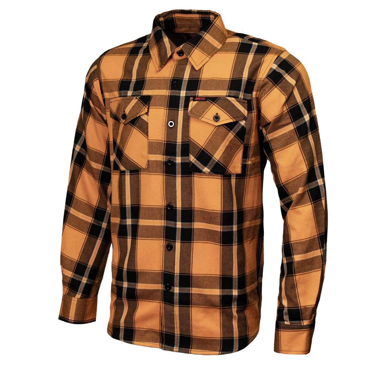 Deadbolt Men's Mustard Black White Plaid Flannel Shirt - MMC11620