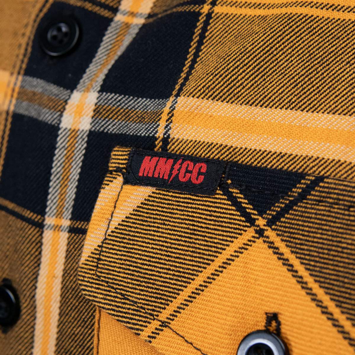 Deadbolt Men's Mustard Black White Plaid Flannel Shirt - MMC11620