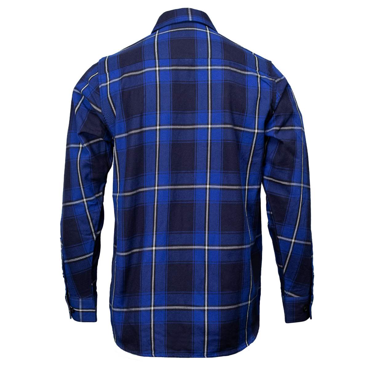 Blue Wire Men's Navy Blue White Plaid Flannel Shirt - 100% Cotton Long Sleeve Button-Up - MMC11624