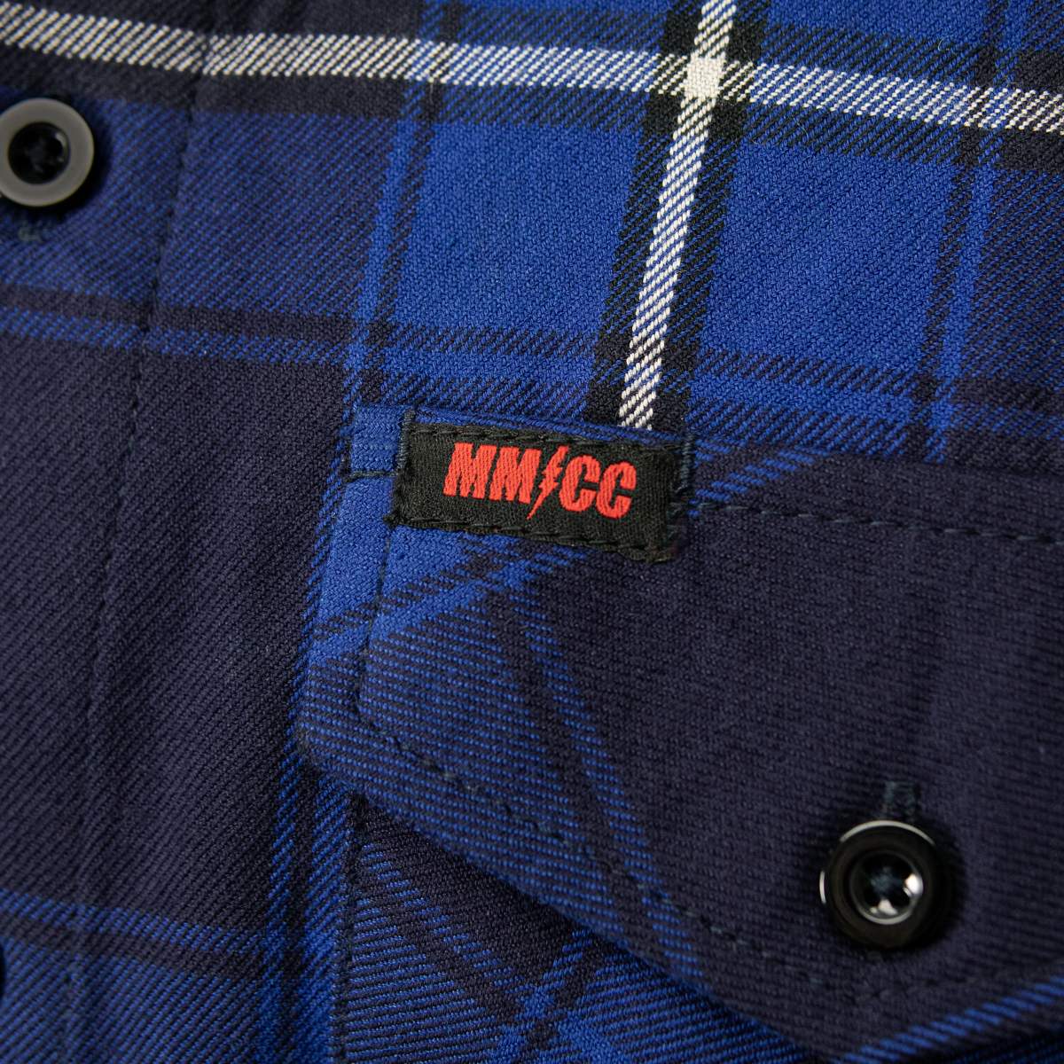 MMCC Blue Wire Men's Navy Blue White Plaid Flannel Shirt - 100% Cotton Long Sleeve Button-Up - MMC11624