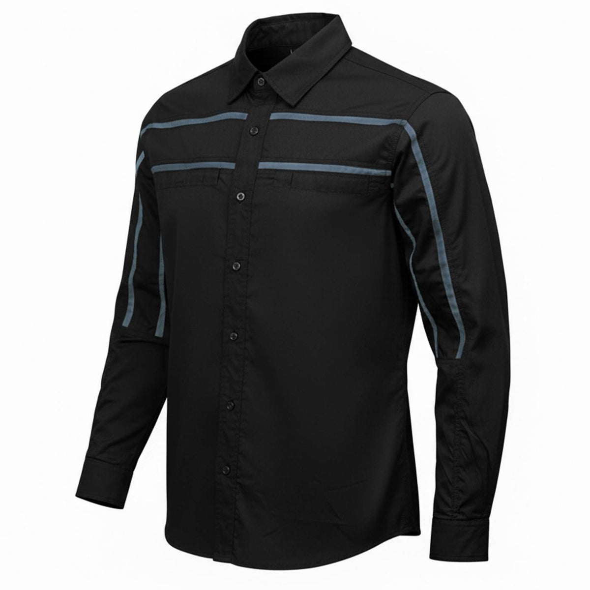 Men's Octane Long Sleeve Mechanic Shirt - Black with Grey Stripe MMCC16000