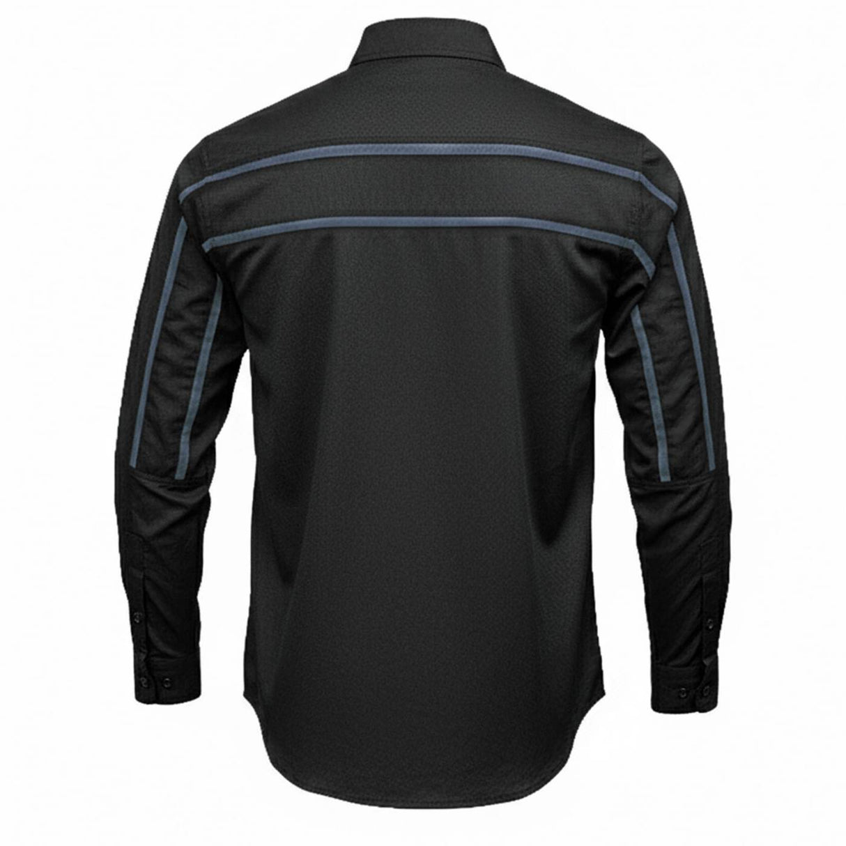 Men's "Octane" Long Sleeve Mechanic Shirt - Black with Grey Stripe - 50-50 Cotton Poly - MMCC16000