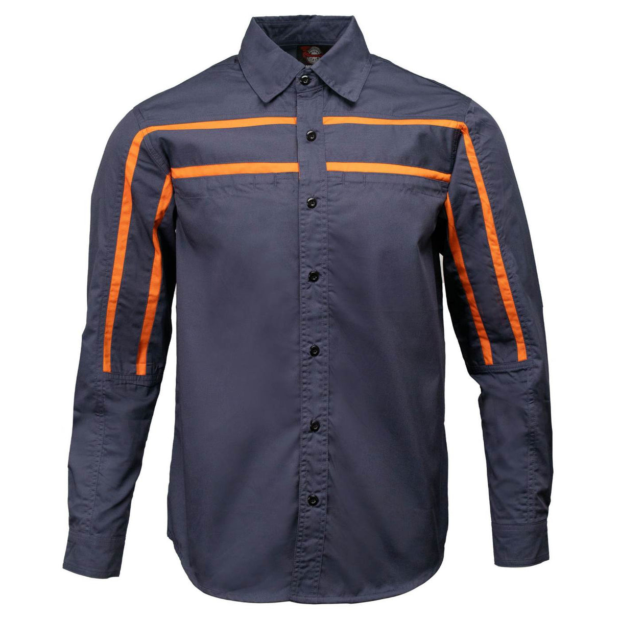 MMCC Men's Octane Long Sleeve Mechanic Shirt - Grey with Orange Stripe - 50-50 Cotton Poly - MMCC16001