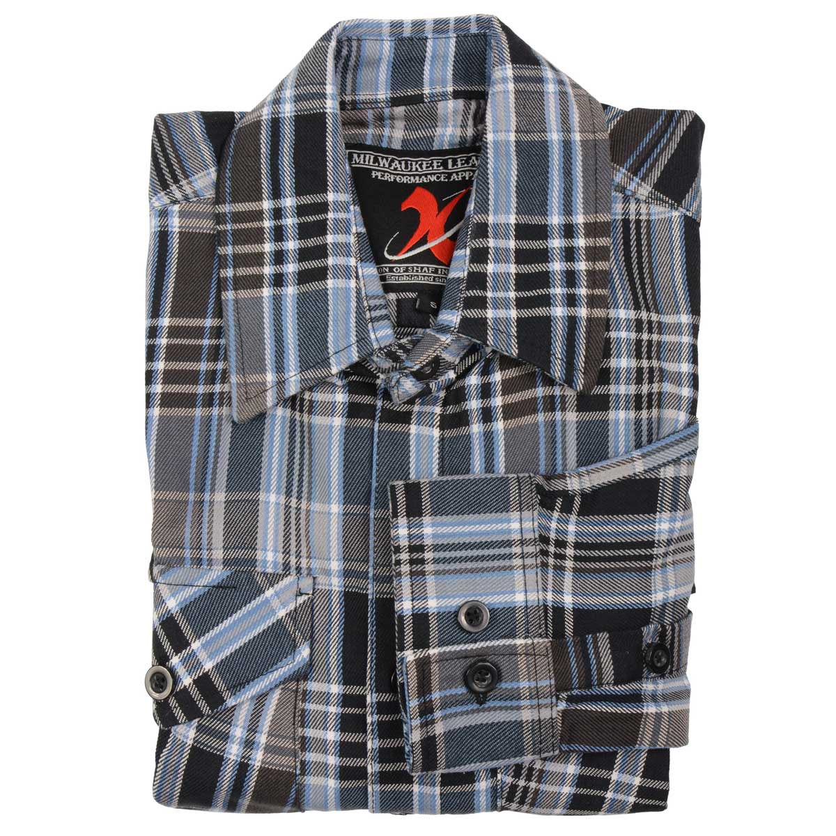 Men's "Stonegate" Multi-Color Cotton Button Down Flannel Shirt - MNG11626 - by Milwaukee Leather