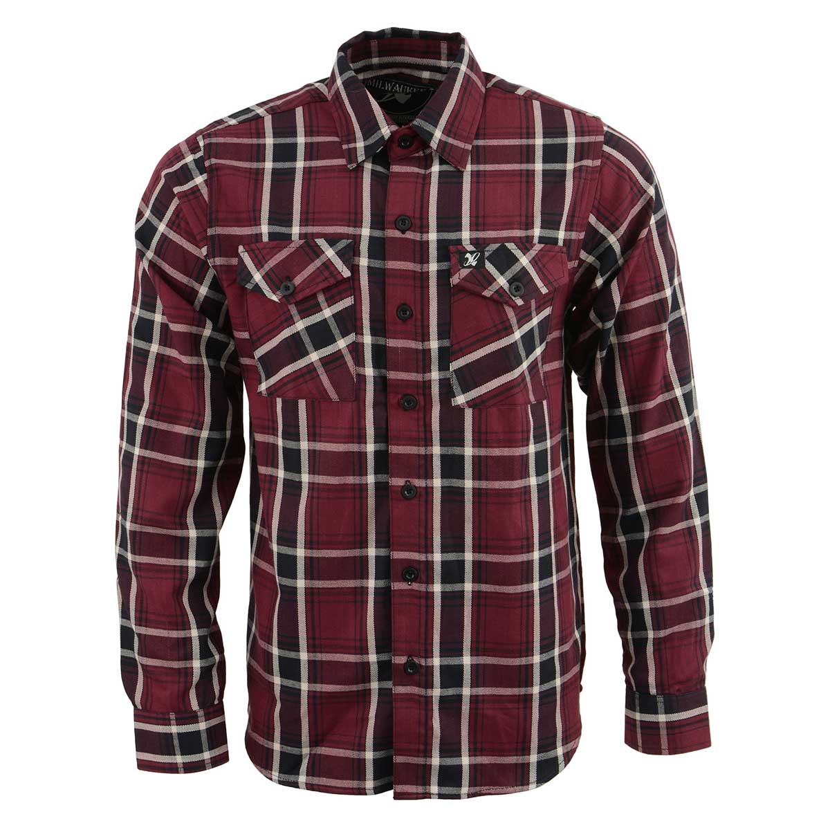 Milwaukee Leather MNG11640 Men's Flannel Plaid Shirt Maroon Black and White Long Sleeve Cotton Button Down Shirt